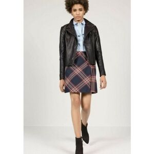 Halogen Navy Red Plaid A-Line Mini Skirt Petite 2P